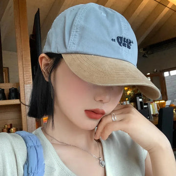帽子女Soft Cotton Patchwork Baseball Cap For Women Girl JK Korean Letter Embroidery Peaked Hat Casual Outdoor Snapback Sun Visors Hats