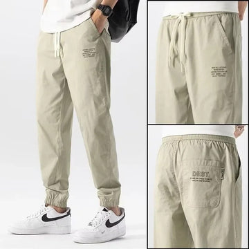 休闲裤男Summer Thin Ice Silk Casual Pants Men's Quick Dry Elastic Waist Harajuku Style Loose Fit Sports Cropped Pants