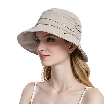 帽子女Women Summer Folding Bucket Hat for Beach Holiday Lady Spring Bowler Sun Protection Cap with Ruffles Band Headgear Wholesale New
