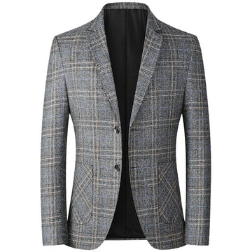 商务装男Men Plaid Blazers Jackets Business Casual Suits Coats High Quality Male Slim Fit Blazers Jackets New Spring Thin Blazers Coats 4