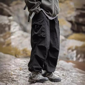 休闲裤男Japanese Style Men's Summer Outdoor Streetwear Cargo Pants Loose Fit Straight Leg Casual Cropped Pants Trendy Brand Sweatpants