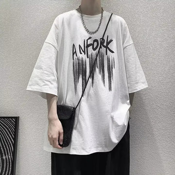 T恤男Trendy Oversize Short Sleeve Men's T-Shirt Ins Style Loose Fit Pure Cotton Coat European And American Top Simple Versatile