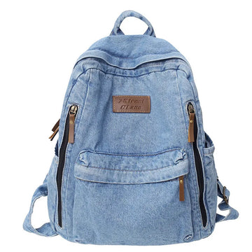 包包男Multi Pocket Fashion Denim Women Backpack Male Female Laptop College Backpacks Trendy Cool Girl Kawaii Travel Student School Bag