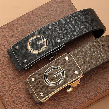 腰带Men's Belt Fashionable Simple Automatic Buckle Leather Male Belt for Men Casual Business