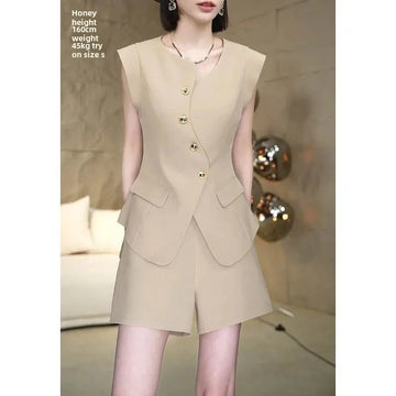 商务装女Elegant Light Luxury Design Sensible Niche Slimming Fashionable Suit Coral Fantasy Summer Dress Set For Women