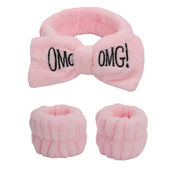 发饰3pcs/set Cute Soft Coral Fleece Wrist Washband Bow Headband For Women Girl Wash Face Bath Absorb Water Hairband Hair Accessories