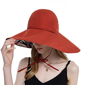 帽子女Women Summer Elegant Bucket Hat with Ponytail Hole Lady Double-sided Sun Protection Cap Female Outdoor Beach Wide Brim Headgear