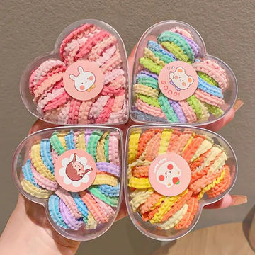 发饰50pcs Love Box Packed Colorful Lace Hair Bands For Girls Children Lovely Hair Rope Rubber Bands Hairband Kids Hair Accessories