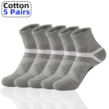 High Quality 5 Pairs /Lot Men's Cotton Socks Black Sports Socks Casual Run Autumn Winter Socks Breathable Male Sokken Large Size男士袜子