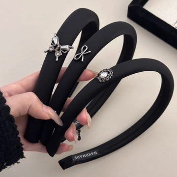 发饰Headbands Hair Accessories for Girls Women Korean Black Bow Rhinestone Makeup Hair Hoop New Kawaii Cute Things Leading Fashion