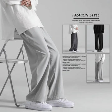 休闲裤男Hong Kong Style Draped Straight-Leg Pants For Men Summer Versatile Loose-Fit Bell Bottoms Trendy Plus Size Casual Trousers For Y