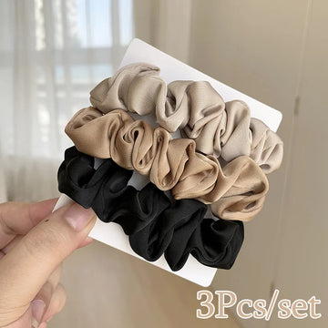 发饰3Pcs Satin Hair Scrunchies Set Elegant Silky Elastic Hair Bands Hair Ring French Hair Ties Ponytail Hair Ropes Hair Accessories