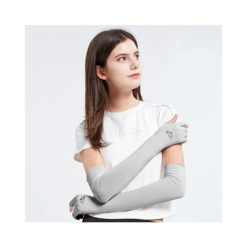 防晒手套女Outdoor Quick-drying Sweat-absorbent Summer UV Sunscreen Elastic Half Finger Anti-Sunburn Cool Ice Silk Long Sleeves Arm Sleeve