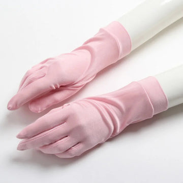 防晒手套女Sexy Summer Female UV Protection Sunscreen Short Sun Natural Silk Knit Gloves Fashion Women Thin Driving Skin Beauty Gloves A60