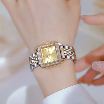 手表女UTHAI Watch Women Authentic Light Luxury and Simple Elegance Gold Square Wristwatch Steel Band Ladies Fashion Quartz Watches