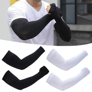 冰袖男2PCS Summer Sunscreen Sleeves Ice Silk Men's Plus Size Arm Protection UV Protection Gloves Arm Sleeves Quick Dry Arm Warmer