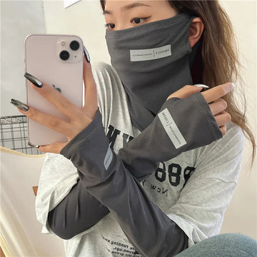防晒冰袖女Large Size Ice Sleeves for Men's Sun Protection Japanese Summer Outdoor UV Protection Loose Arm Sleeves Driving Outdoor Gloves