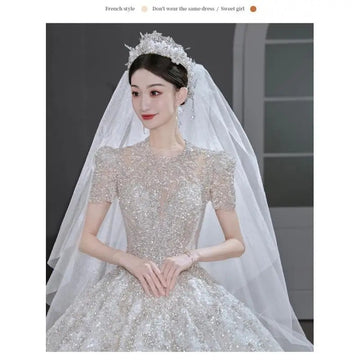 礼服女Customized High Neck Luxury Dubai Sweetheart Wedding Dresses 2025 New Princess Sparkly Appliques Bridal Gowns Vestidos De Novia