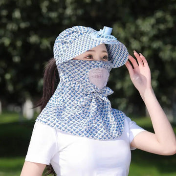 帽子女Convenient Outdoor Fan Cap Decorative Fan Camping Hat Cooling Neck Outdoor Fan Cap Sun Protection