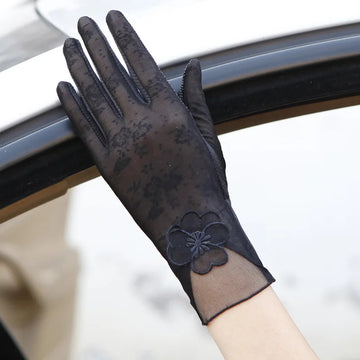 防晒手套女Sexy Spring Summer Women Autumn UV Sunscreen Short Sun Gloves Fashion Ice Silk Lace Driving Of Thin Touch Screen Gloves G07A
