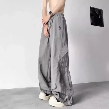 休闲裤男American Style Striped Quick-Dry Men's Pants Thin Loose-Fit Wide-Leg Straight-Leg Street Dance Sports Workwear Trousers