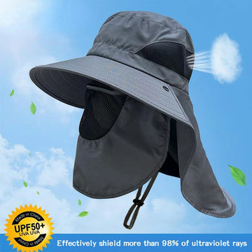防晒帽男Summer Wide Brim Sun Hat UV Protection Bucket Cap Outdoor Fishing Hiking Beach Hats Breathable for Hiking Camping Fishing Men