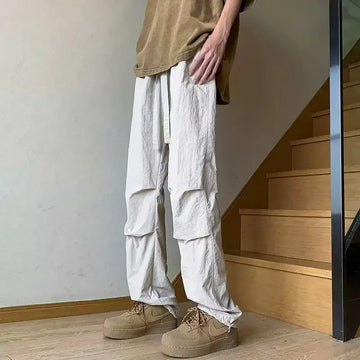休闲裤男Summer Casual Pants For Men Hong Kong Style Japanese Youth Fashion Cargo Pants Loose Fit Fashion Outerwear Trendy Brand Cropped