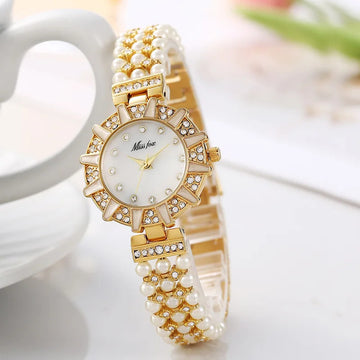 手表女UTHAI Women Watch European and American Pearl Bracelet Watch Waterproof Diamond Set Ladies Fashion Quartz Wristwatch
