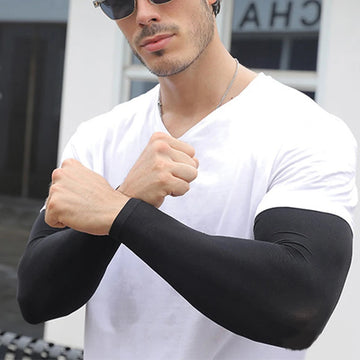 冰袖男New Summer Plus Size Sun Protection Arm Sleeves For Men Quick Dry Arm Cover Ice Silk Sports Sleeve Outdoor Anti-sunburn Sleeve