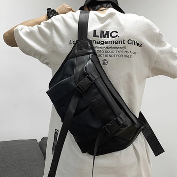 包包男Messenger bag men ins tide chest bag men tide brand bag pu solid color sports large capacity shoulder bag boys bag