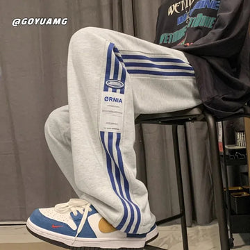 休闲裤男Autumn Winter Fleece-Lined Thickened Men's Casual Pants Student Trendy Versatile Loose-Fit Sweatpants Cropped Pants For Boys