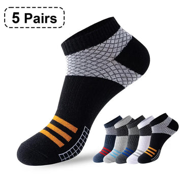 5 Pair High Quality Men Ankle Socks Breathable Cotton Sports Socks Mesh Casual Athletic Summer Thin Cut Short Sokken Size 38-45男士袜子