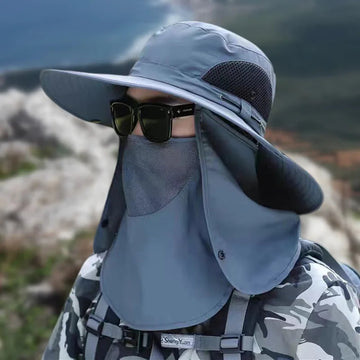 防晒帽男Sun Hat Summer Men Hats Outdoor Sun Protection Detachable with Large Brim Hiking Mask Fishing Outdoor Detachable Sun Beach Hat