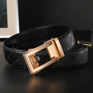 腰带Men's Belt Cowhide Belt for Men Automatic Buckle Brand Belt Male 3.4cm Wide Fashionable Belt