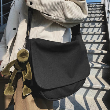 包包男Japanese solid color large-capacity canvas bag male Harajuku postman bag tide leisure student shoulder bagmessengerbag