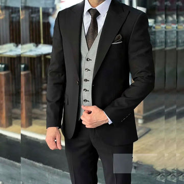 礼服男Elegant Black Men's 2 Piece Suits Luxury One Button Peak Lapel Slim Fit Male Clothing High Quality Wedding Jacket Pants Blazer
