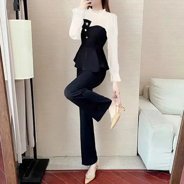 Fashionable Chiffon 2-Piece Set Elegant Socialite Style Women's Professional Summer Wardrobe Trendy 2023 Single Suit