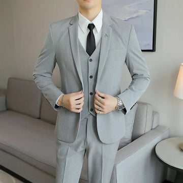 High-end men's wedding suit (suit + vest + trousers) 2023 New fashion and handsome banquet 3/2 sets Four Seasons Smart Casual