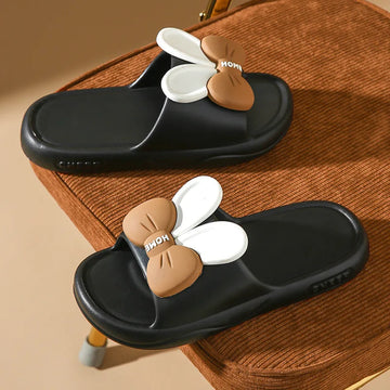 House Slipper Women Cute Kawai Bow Knot Cloud Sandals Summer Flip Flops Beach Slides Home Casual Room Shoes Platform Flat Female