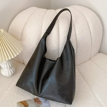 Casual Style Commuting Bags Lightweight PU Soft Leather Tote Bag Large Capacity Women Big Shoulder Bag Underarm Bag Hasp Closure