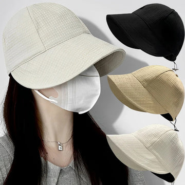 帽子女Summer Sun Hat Foldable Wide Brim Women Bucket Hat Girl Lady UV Protection Adjustable Outdoor Beach Panama Caps Ponytail Cap