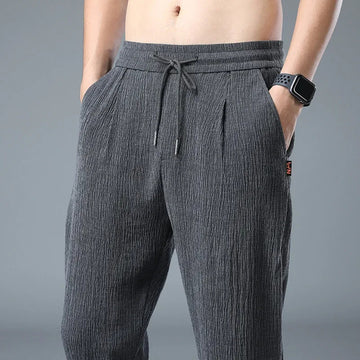 休闲裤男2024 Summer Thin Linen Fashionable Simple Men's Casual Pants Straight-Leg Loose-Fit Versatile Linen Trousers For Men