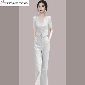 商务装女Western Style Professional Wide Leg Pants Set for Women's 2024 Spring/summer New Fashionable Temperament Two-piece Set
