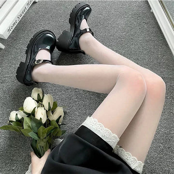丝袜High Waist Lolita Pantyhose Women Sexy Summer Black White Kawaii Stockings Thigh High Anime Cosplay Costumes Accessories Tights