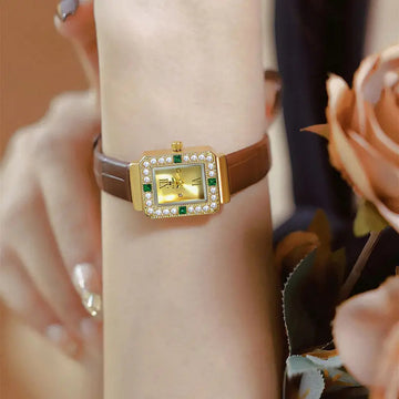 手表女UTHAI Women Watch Light Luxury Brand Business Niche Gemstone Pearl Belt Waterproof Ladies Fashion Quartz Wristwatches gift