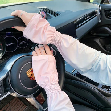 防晒冰袖女Loose Ice Silk Sun-protective Sleeve for Women Summer Driving Arm Sleeves Outdoor Cycling Long Gloves Sun Protection Arm Sleeve