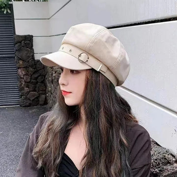 帽子女Autumn and Winter Women's Hat Octagonal Duck Tongue Baseball Artist Hat Retro Fashion Cotton Rivet British Cap