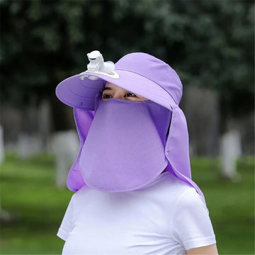帽子女Sunscreen Hats With Fan+neck Face Flap Sun Caps For Outdoor Fishing Sports
