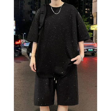 男士套装Men's Summer Thin Short Sleeve T-Shirt Loose Fit Casual Sports Shorts Trendy Brand Basketball Uniform