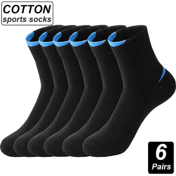 High Quality 6Pairs/Lot Combed Cotton Men's Socks Black White Casual Breathable Solid color Sport Socks EUR 38-45男士袜子